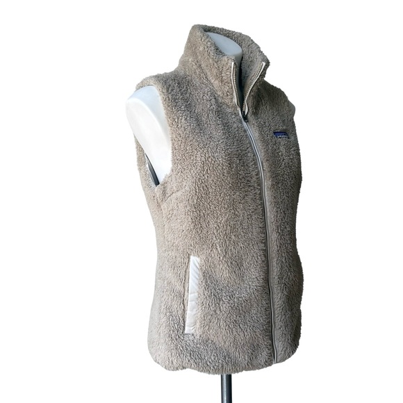 Patagonia Los Gatos Fuzzy Vest El Cap Khaki Sherpa Furry, Sz Lg - Picture 6 of 16